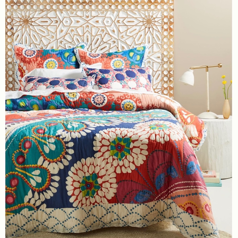 Anthropologie Tahla Twin Quilt & Euro Sham